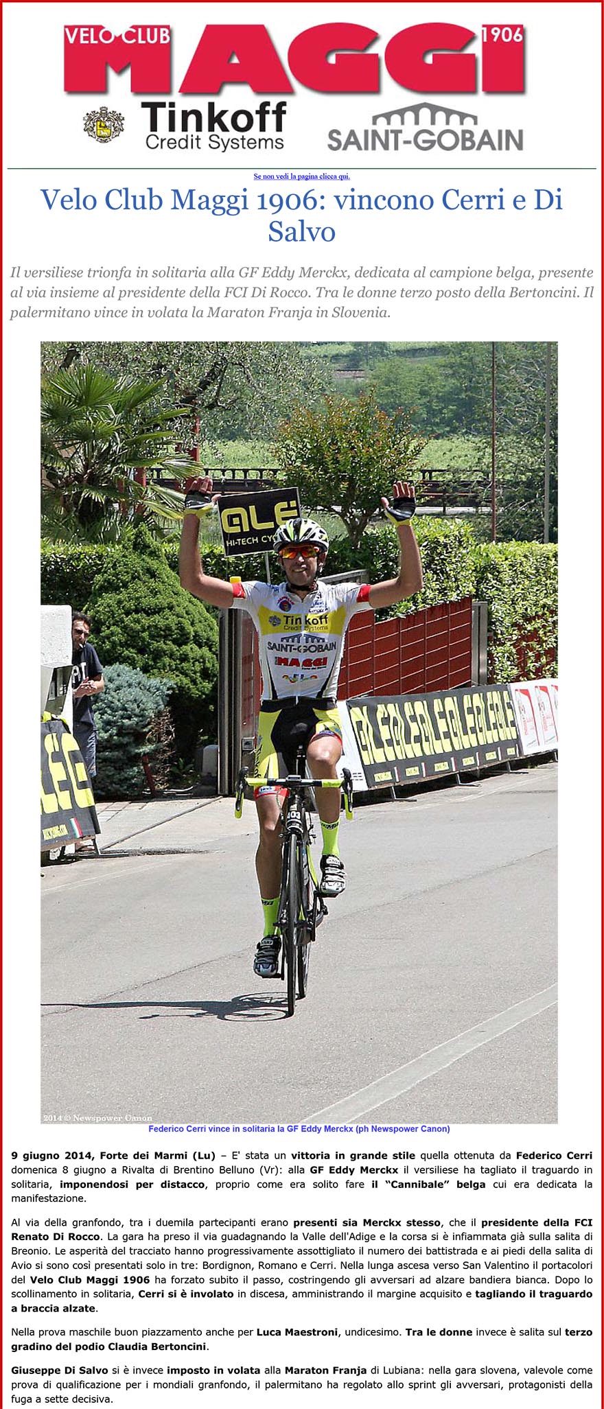 Federico Cerri vince in solitaria la GF Eddy Merckx